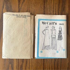 McCalls Sewing Pattern 3845 Vintage Apron Smock Tunic 1973 - No Packaging